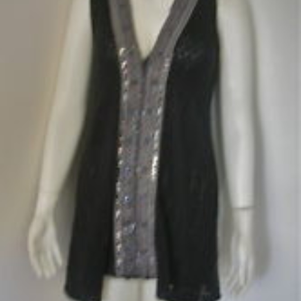 FREE PEOPLE Black Wool Blend Sequin Top